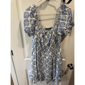 Women’s Hesperus XL Blue Patterned Milkmaid Dress